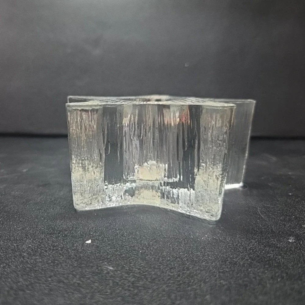 Indiana Glass Star Shaped Candle Holder,‎ Lancaster Colony Co., Textured Design